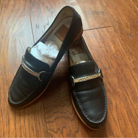Dolce Vita Black Leather Loafer with Croc Detail - Size 7.5 - Picture 2 of 10